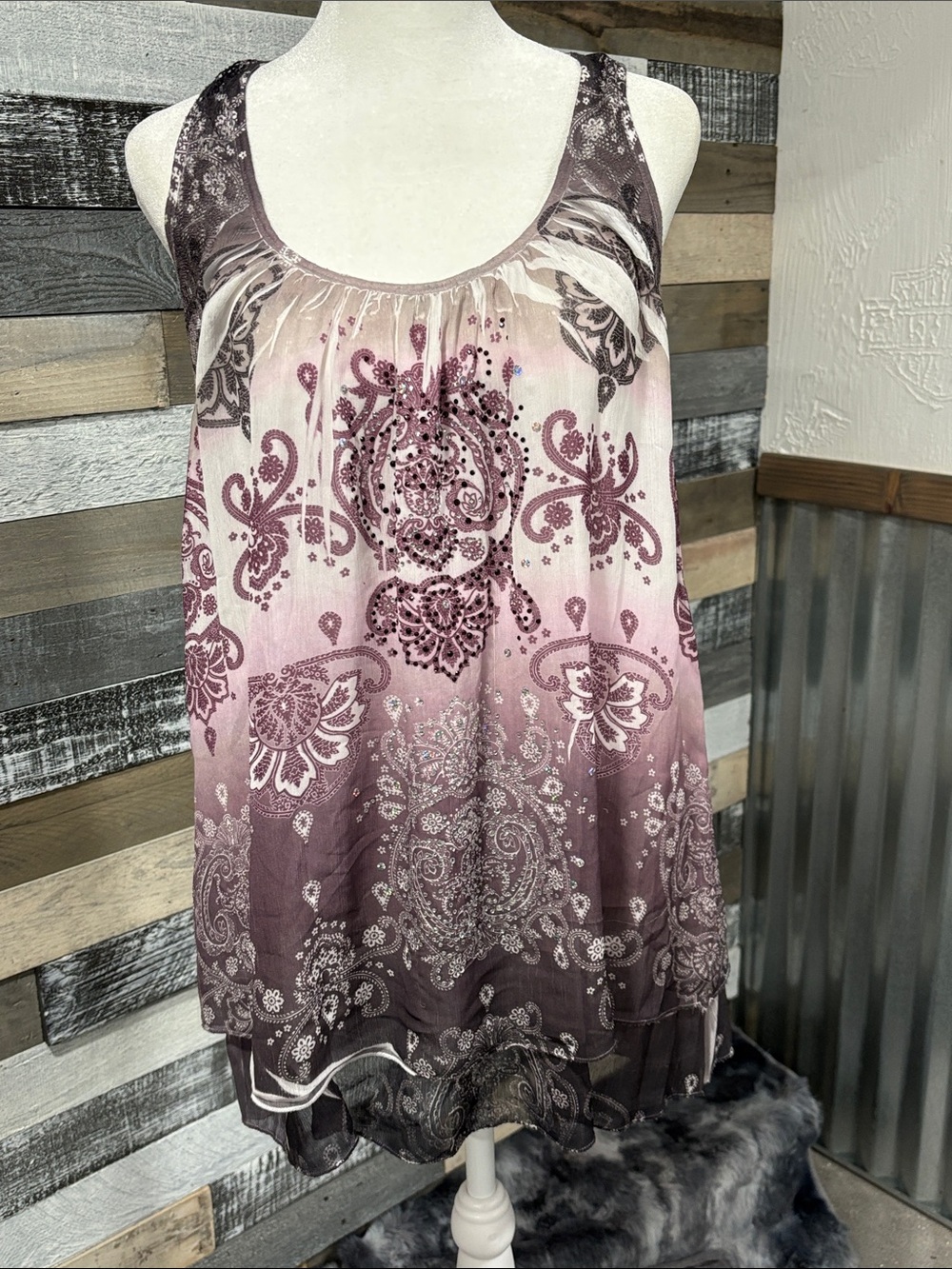 Katydid Women's Sleeveless Ombre Floral Tank Top - purple